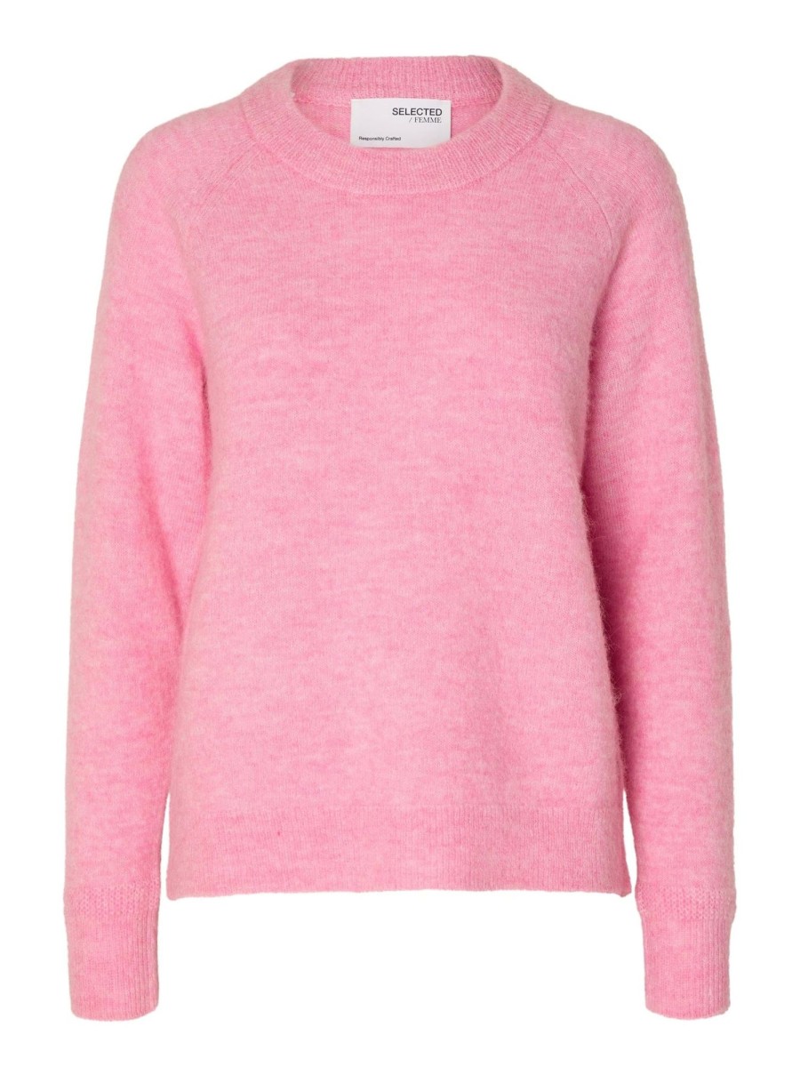 Klaer Selected Femme | Lulu Ls Knit O-Neck B Moonlite Mauve Melange Pink