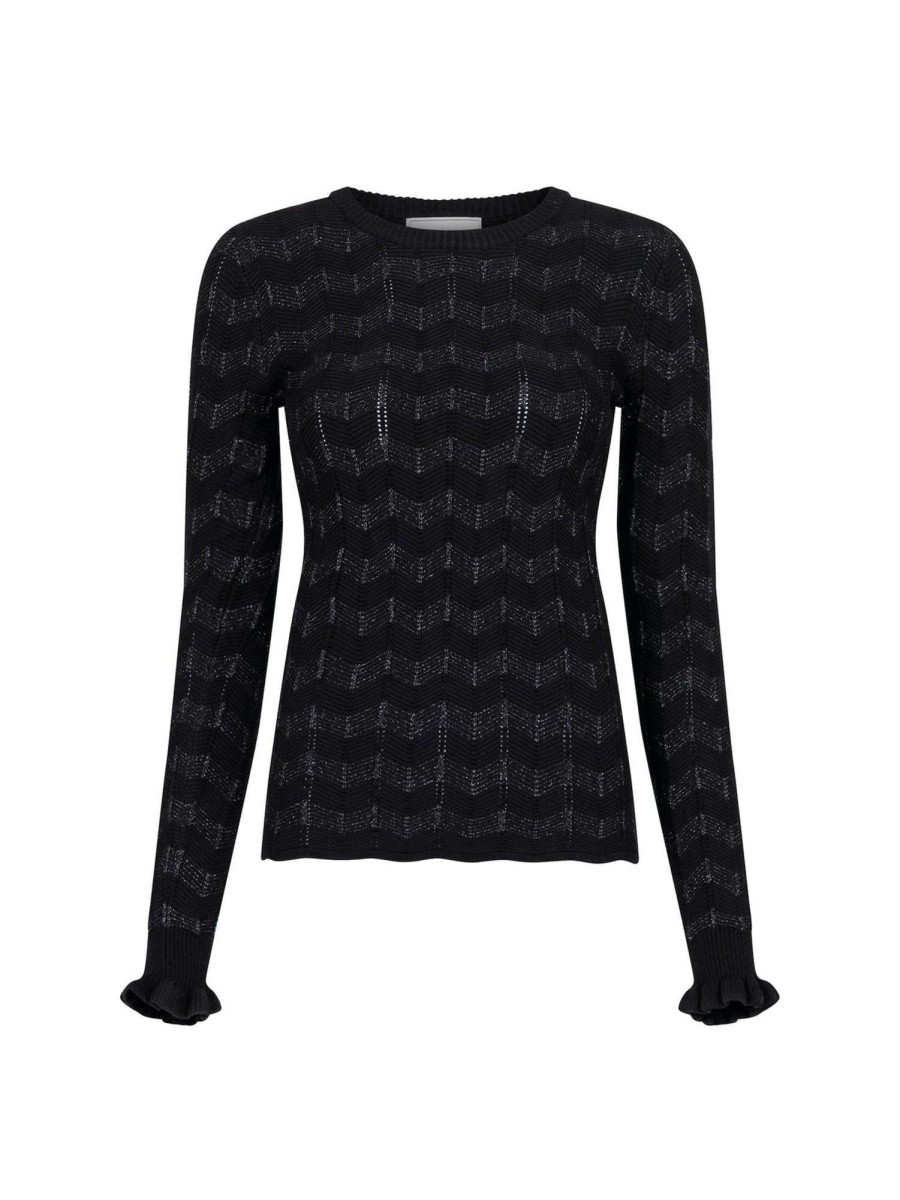 Klaer Neo Noir | Nelle Glitter Knit Blouse Black