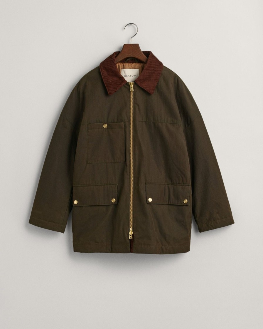 Klaer GANT | Waxed Mid Length Jacket Dark Cactus Green