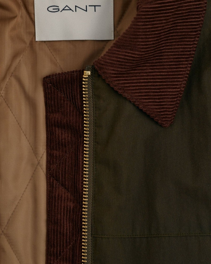 Klaer GANT | Waxed Mid Length Jacket Dark Cactus Green