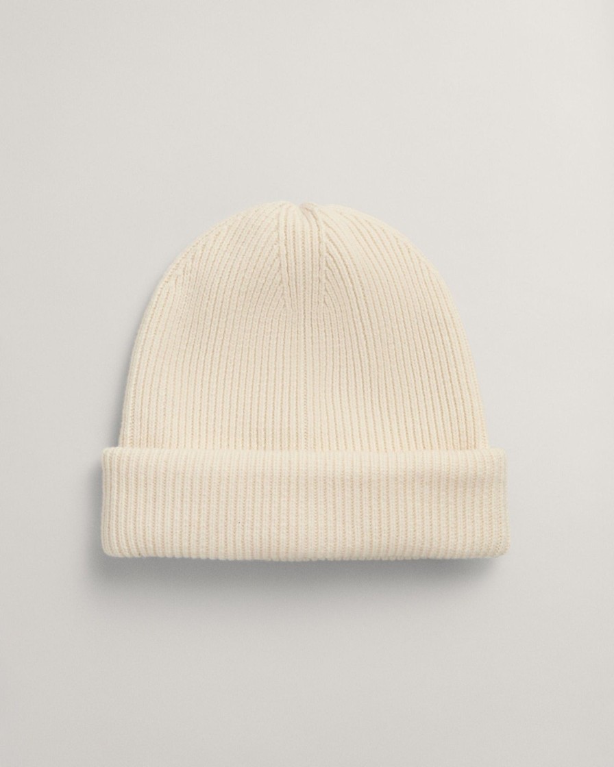 Tilbehor GANT | Wool Ribbed Beanie Cream White