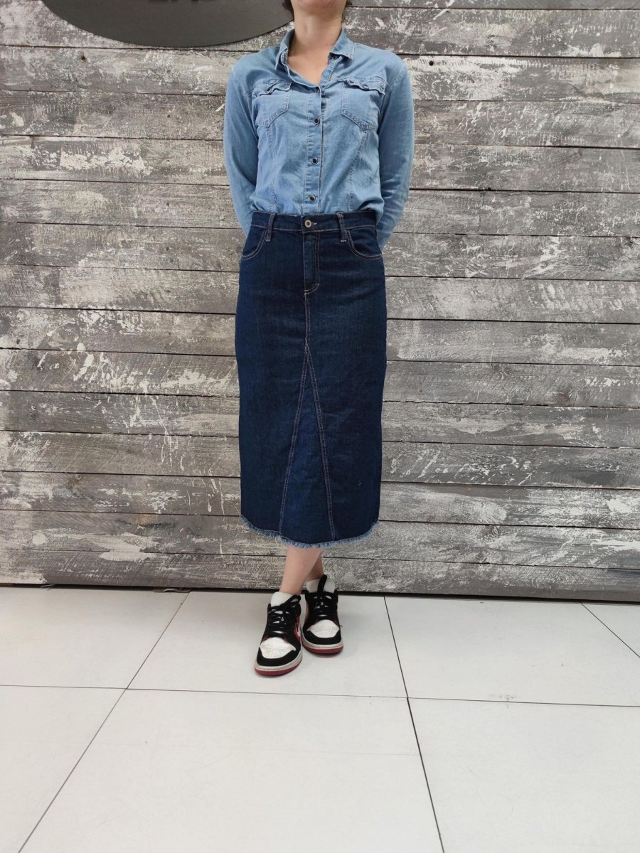 Klaer Please Jeans | Skirt Longuette Blu Denim Blue