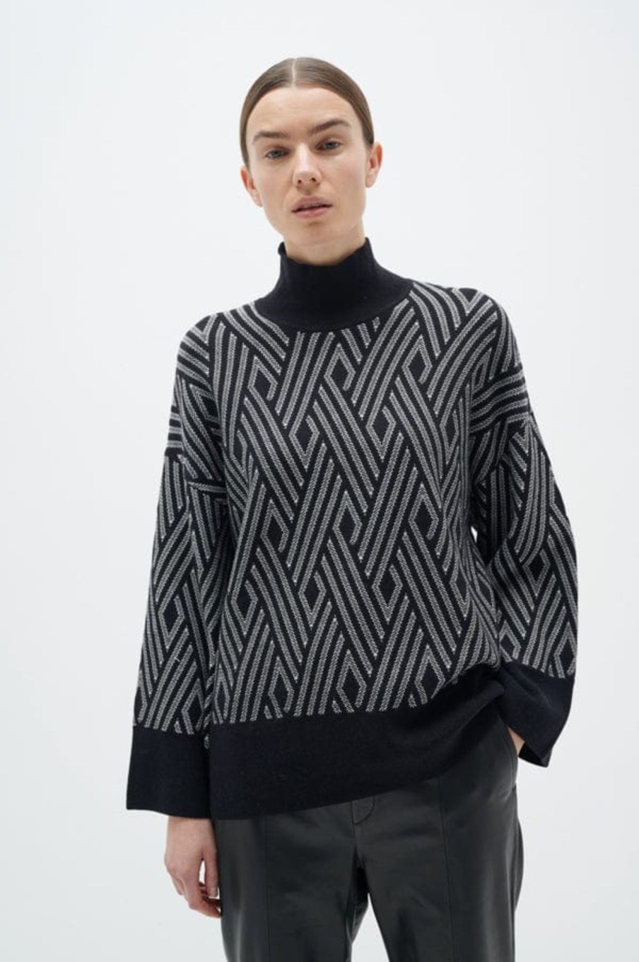 Klaer Inwear | Gitteliw Jaquard Pullover / White Black