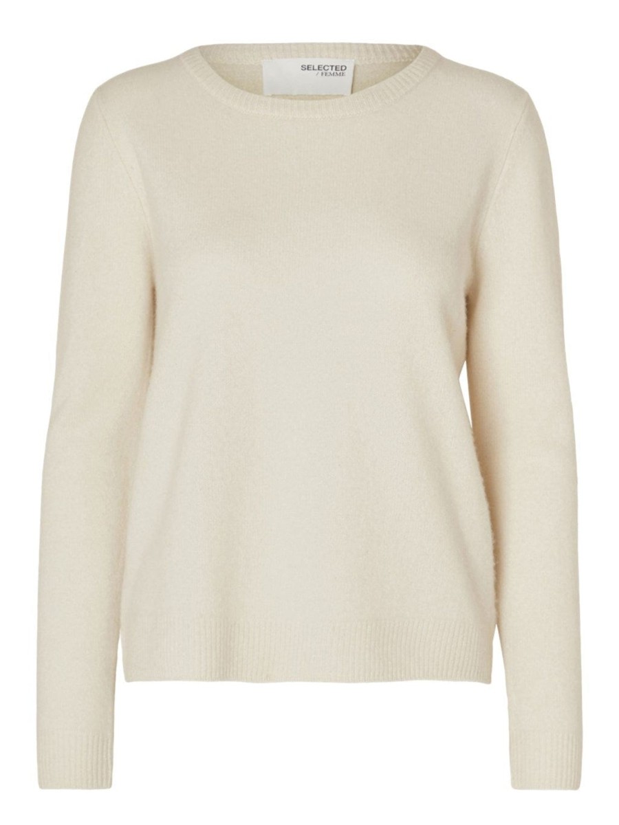 Klaer Selected Femme | Manila Ls Knit Cashmere O-Neck Birch Beige