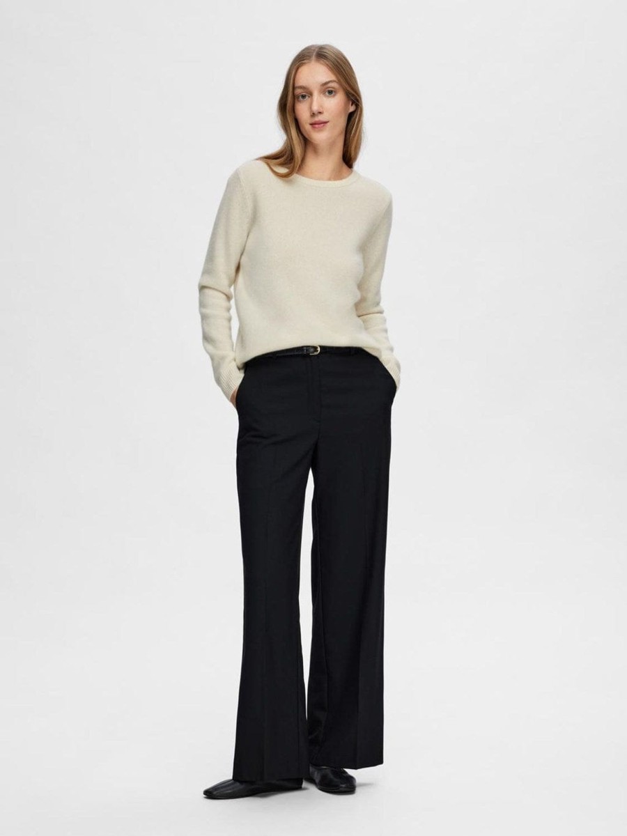 Klaer Selected Femme | Manila Ls Knit Cashmere O-Neck Birch Beige