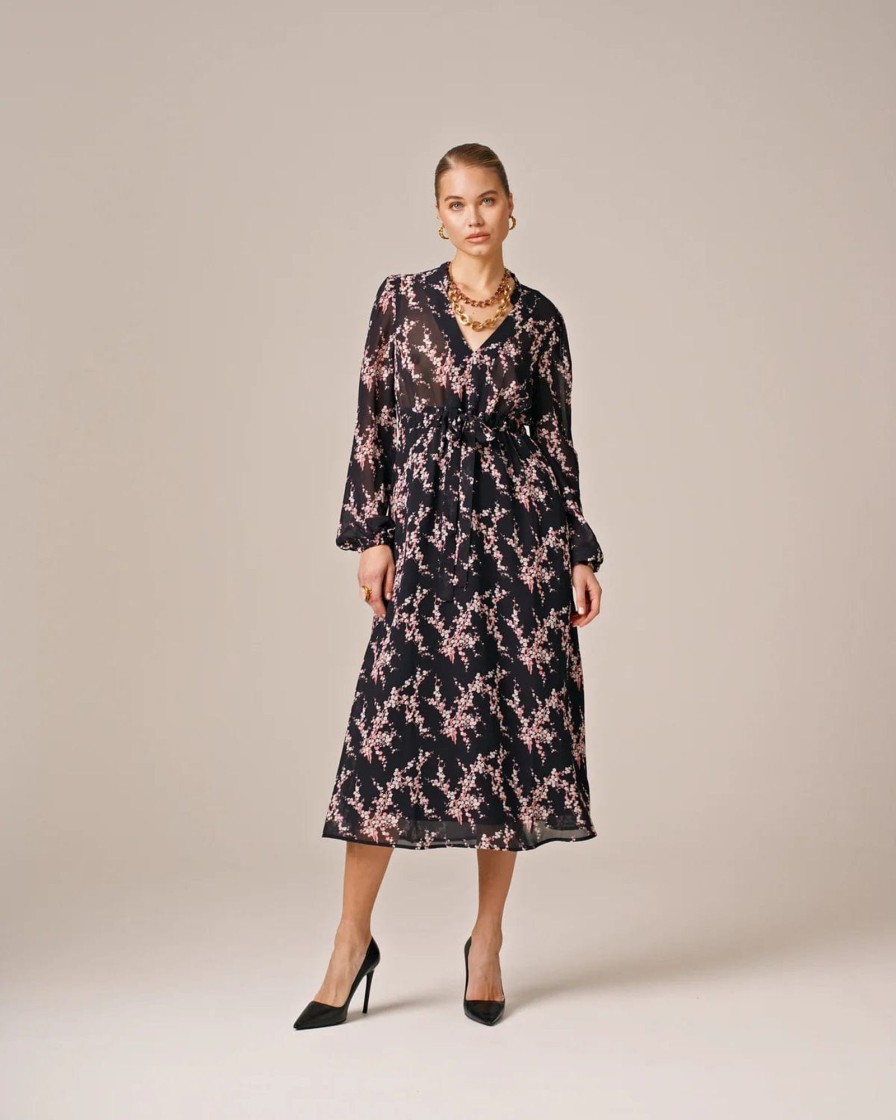 Klaer ByTiMo | Spring Tieband Dress Cherry Blossom Black