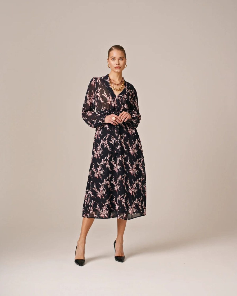 Klaer ByTiMo | Spring Tieband Dress Cherry Blossom Black