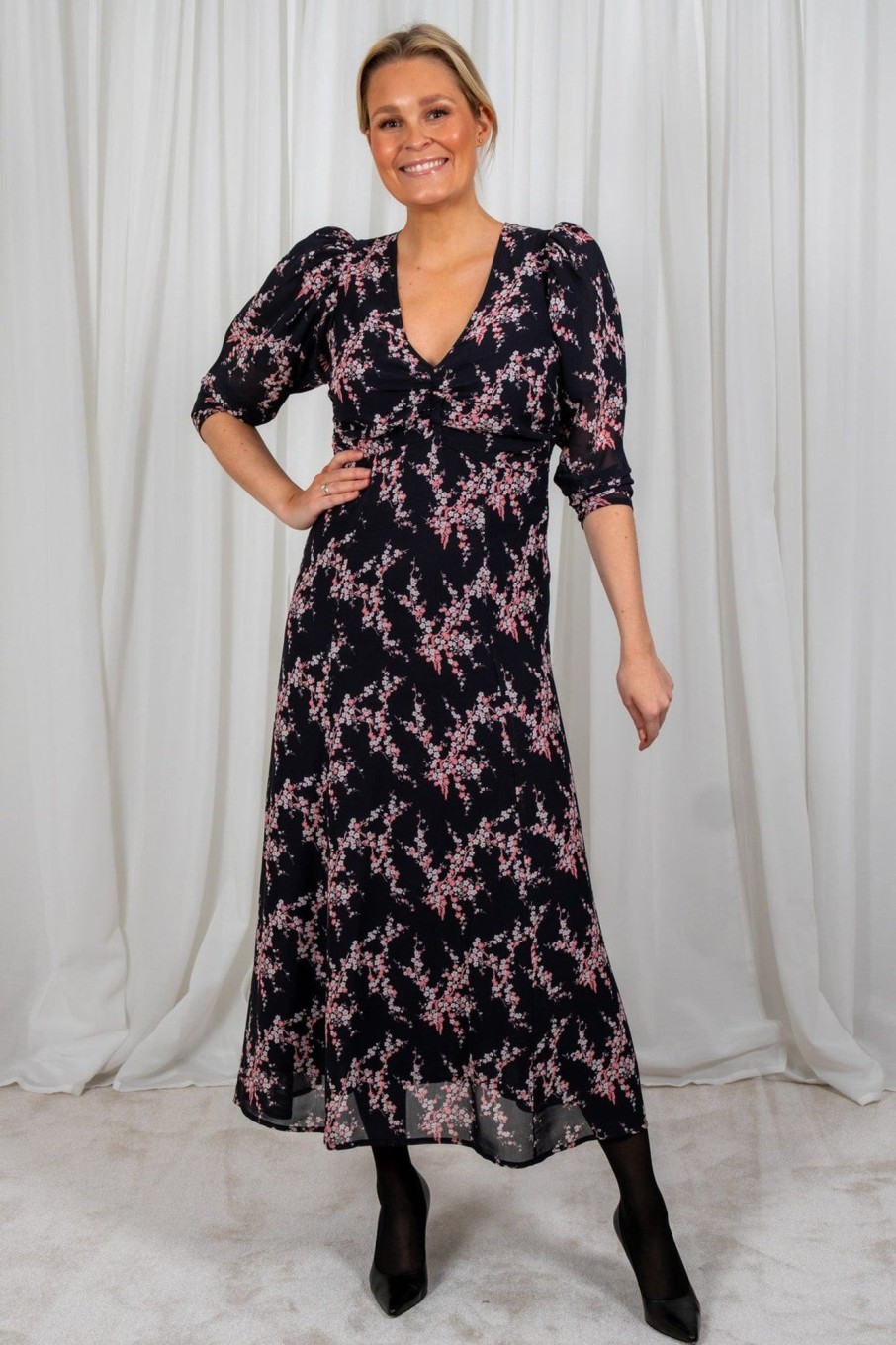 Klaer ByTiMo | Spring Midi Dress Cherry Blossom Black