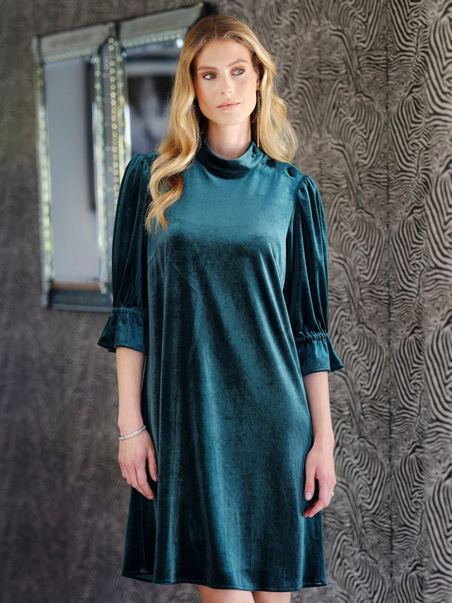 Klaer Ane Mone | Amira Dress Bottle Green