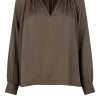 Klaer Second Female | Drape Tunic Blouse Major Brown Saddlebrown