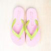 Sko Sleepers | Slim Wide Strap Flip Flop Green Pink